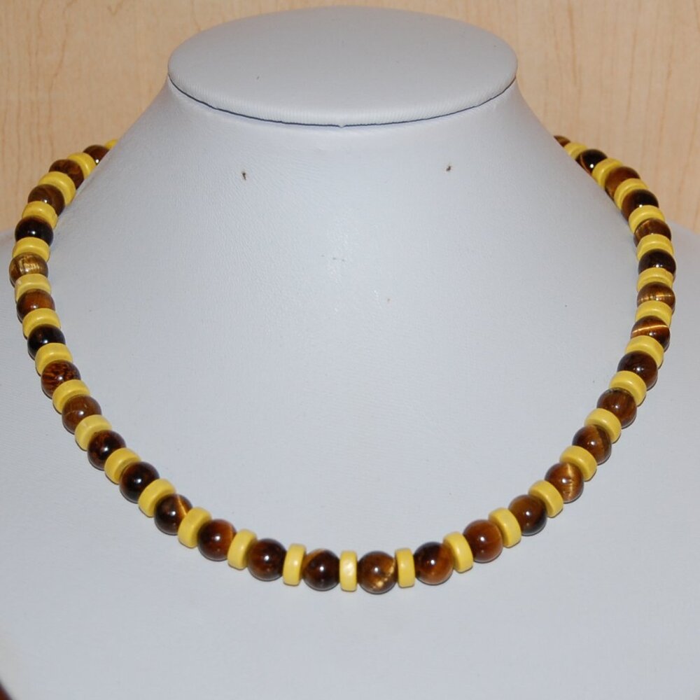 Tiger Eye Necklace,Tiger Eye Gemstone Necklace,8mm Gemstone Beads,Man,Woman